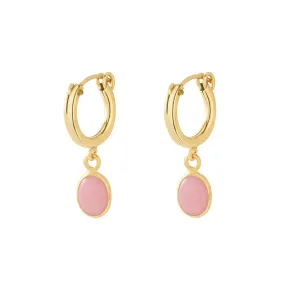 OVAL PINK OPAL HOOP EARRINGS