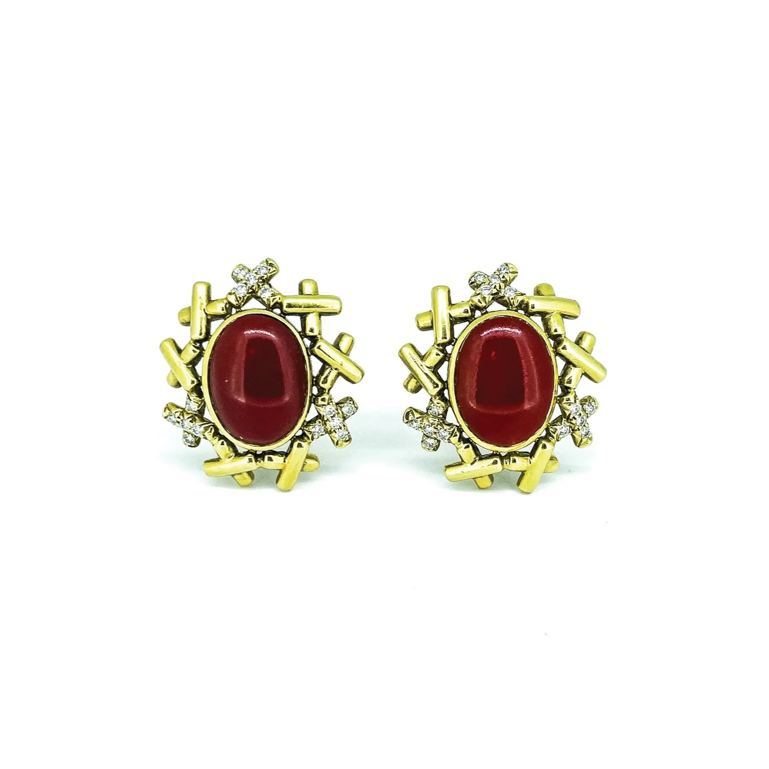 Oxblood Coral Diamond X Earrings