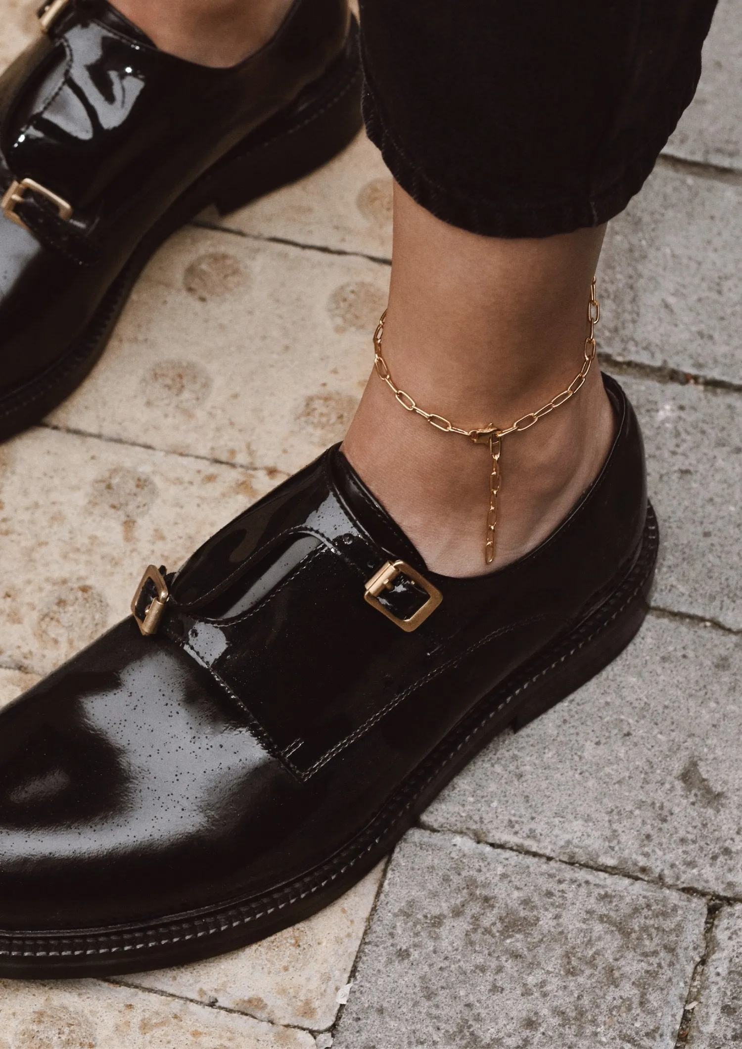 Paper Clip Anklet Gold