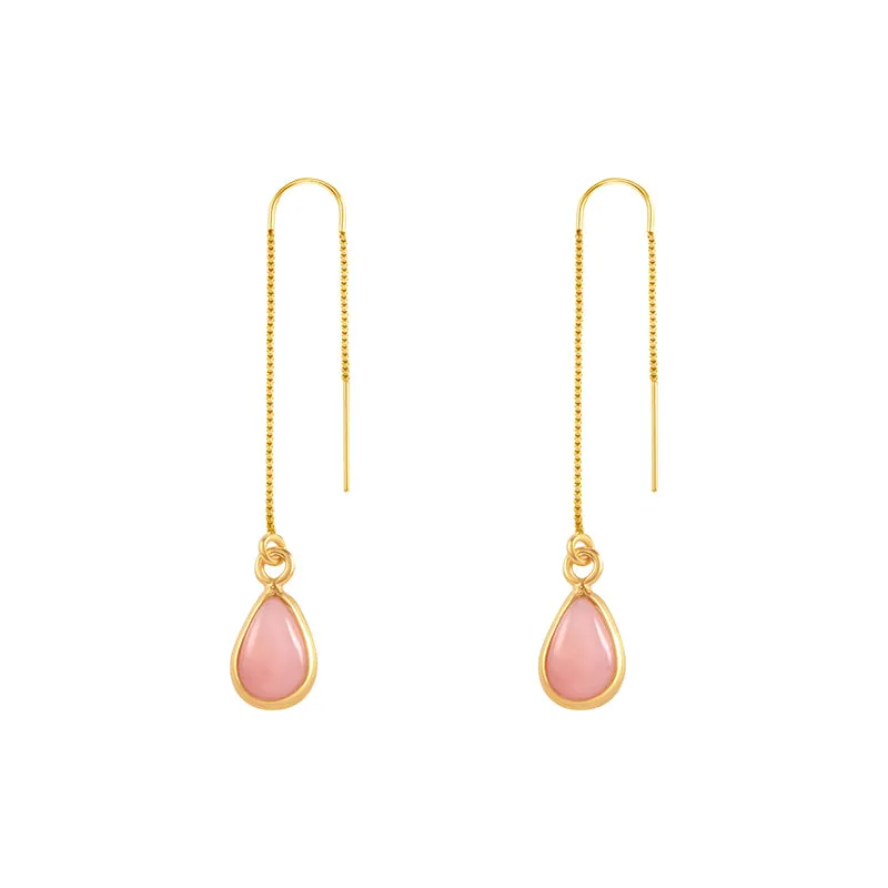 PEAR PINK OPAL THREAD EARRINGS