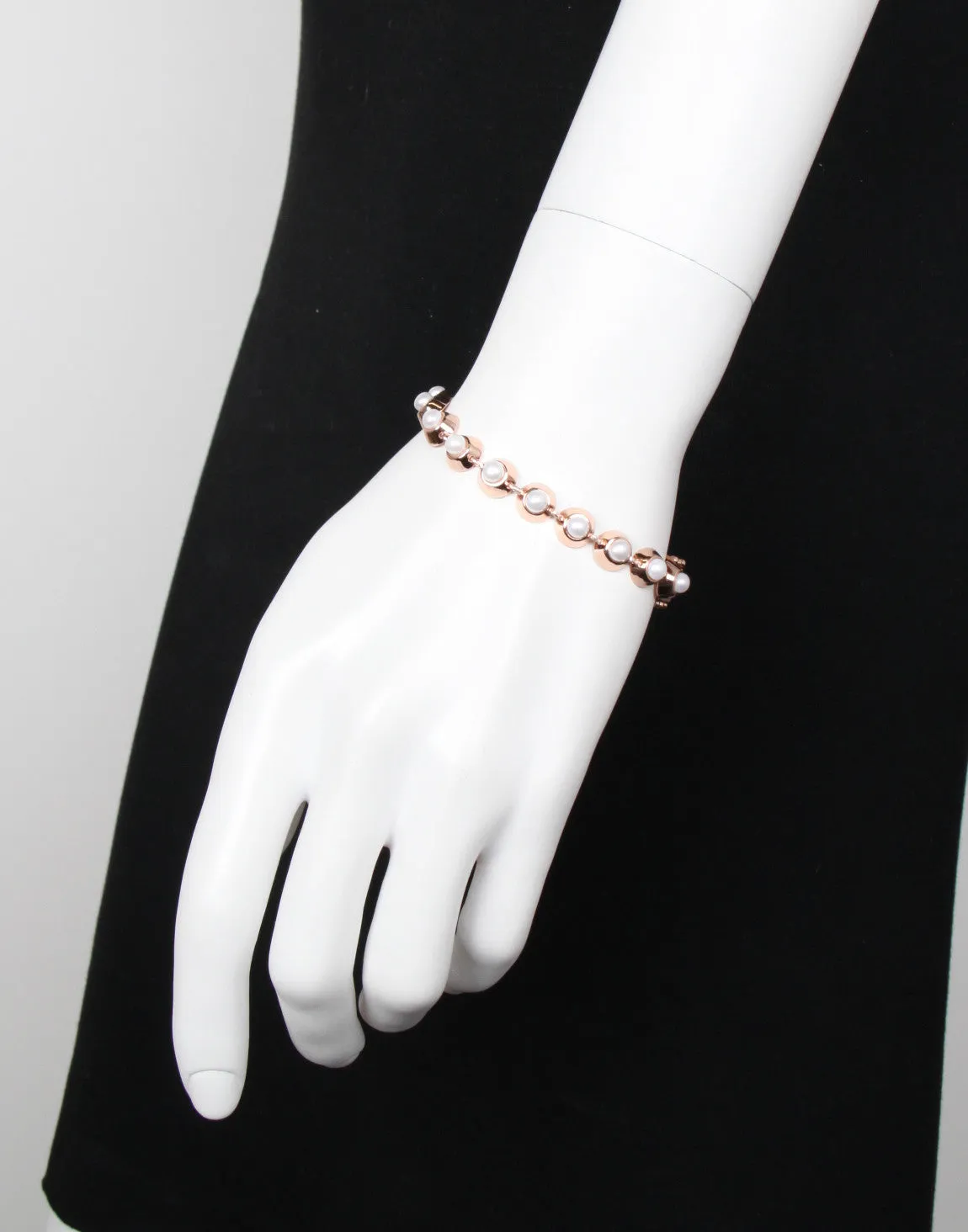 Pearl Cabochon Bracelet, Rose Gold