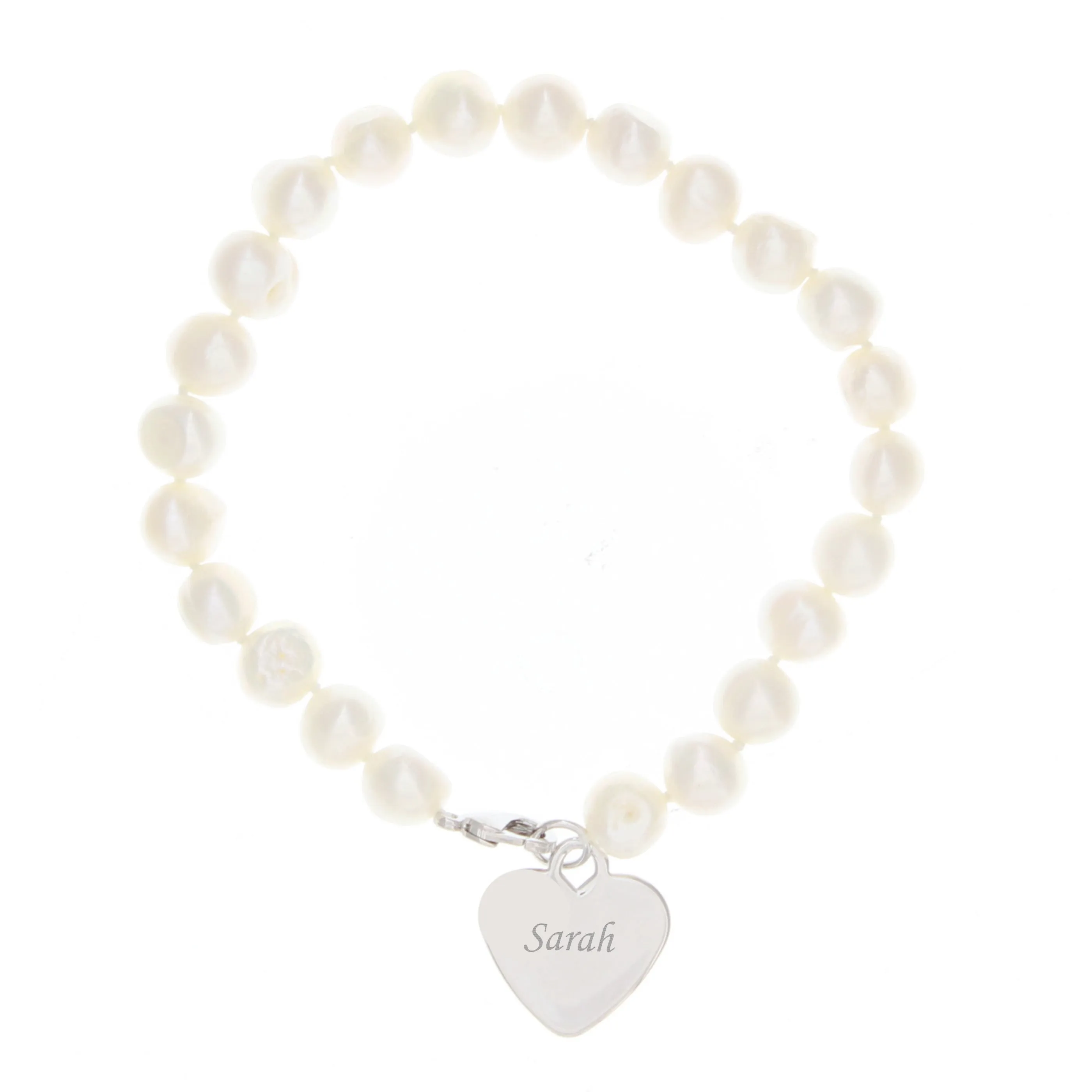 Personalised White Freshwater Pearl Scripted Name Bracelet