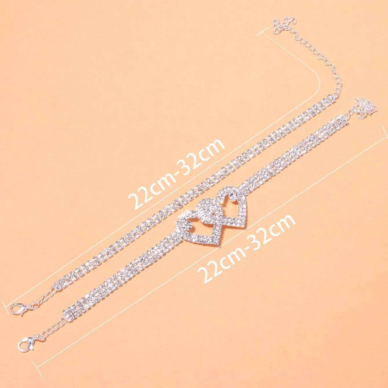 Personalized Double Heart Bracelet Anklet