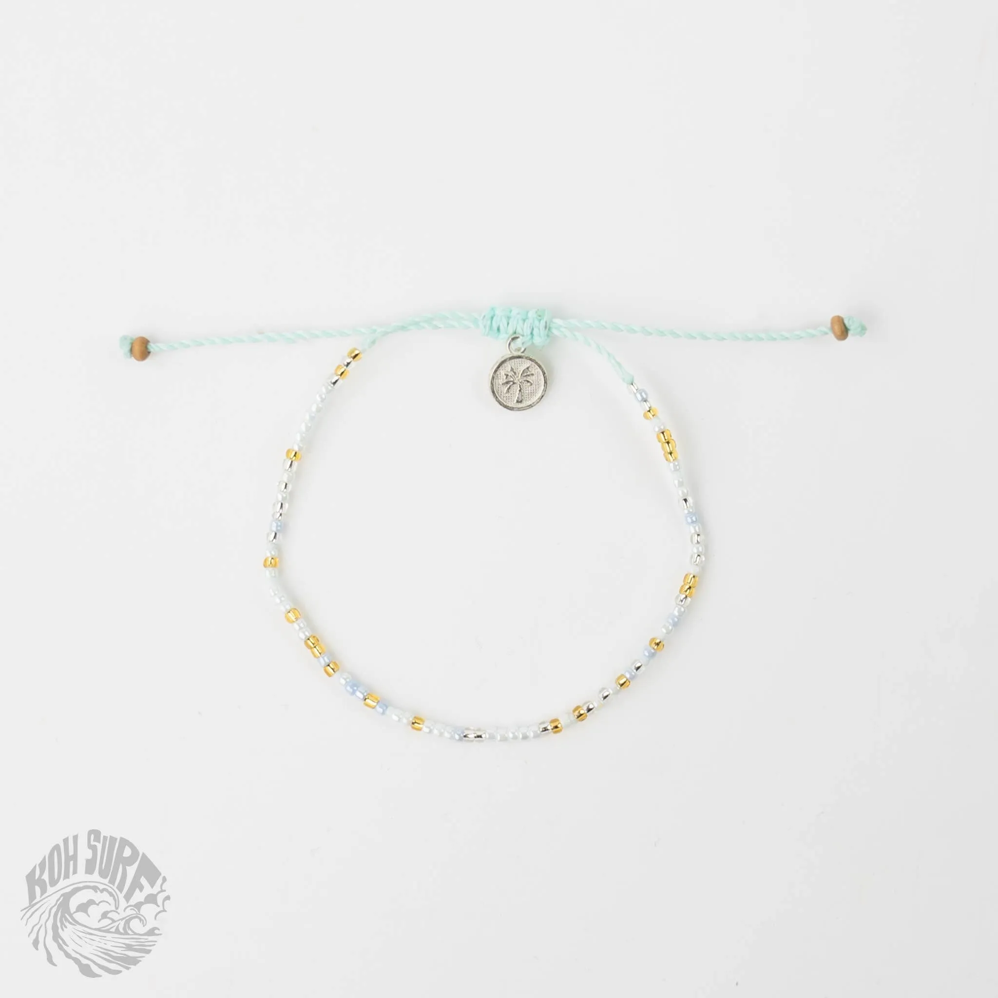 Pineapple Island -  Alila Dainty Beaded Anklet, Beach Anklet by Koh Surf: White & Pink