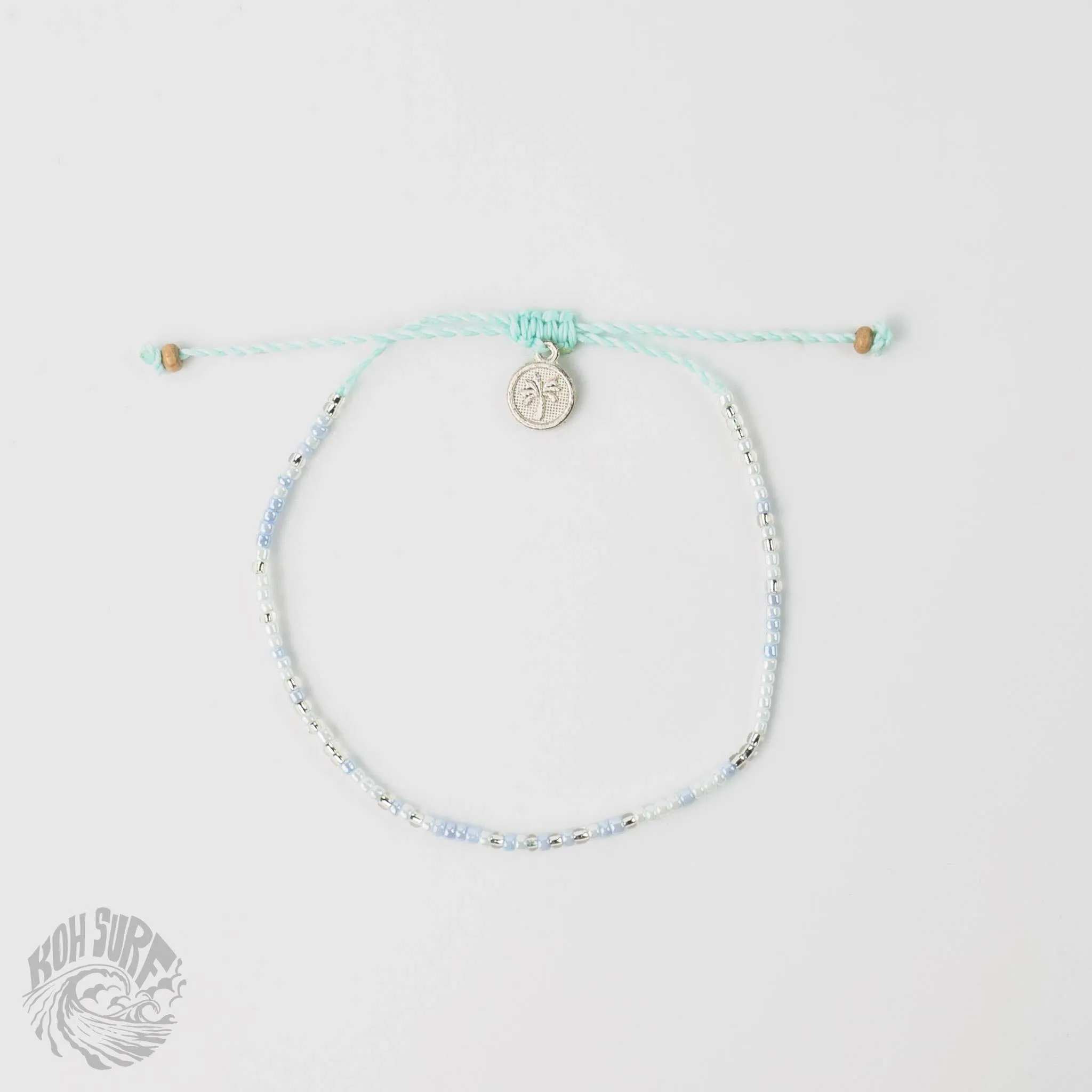 Pineapple Island -  Alila Dainty Beaded Anklet, Beach Anklet by Koh Surf: White & Pink