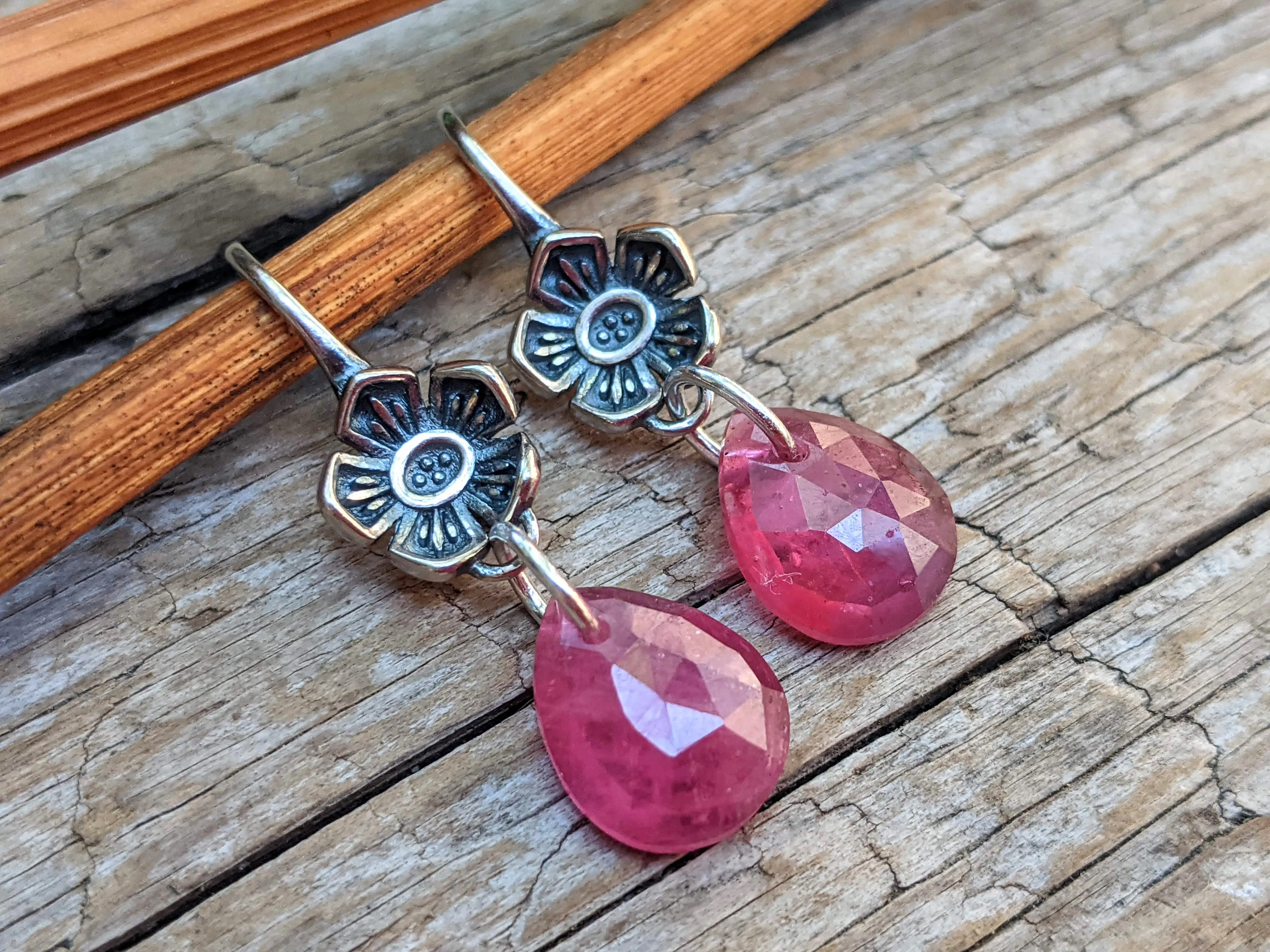 Pink Ruby Artisan Earrings