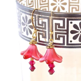 Pinky: Fuchsia Flower Earrings