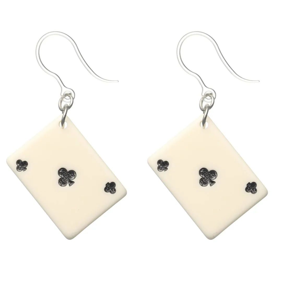 Playing Card Dangles Hypoallergenic Earrings for Sensitive Ears Made with Plastic Posts