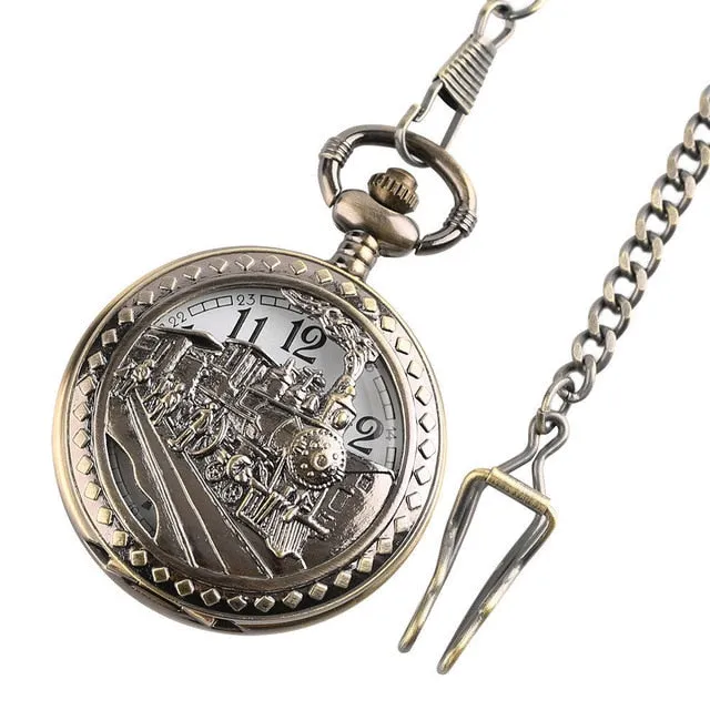 Pocket Watch Necklace Pendant Chain Unisex Gifts Clock cep saati