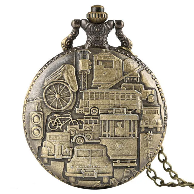 Pocket Watch Necklace Pendant Chain Unisex Gifts Clock cep saati