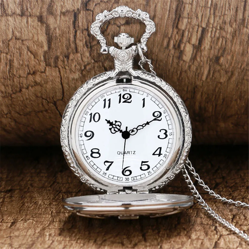 Pocket Watch Necklace Pendant Chain Unisex Gifts Clock cep saati