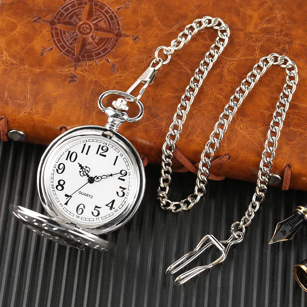 Pocket Watch Necklace Pendant Chain Unisex Gifts Clock cep saati