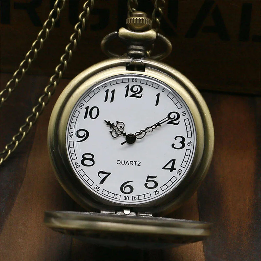 Pocket Watch Necklace Pendant Chain Unisex Gifts Clock cep saati