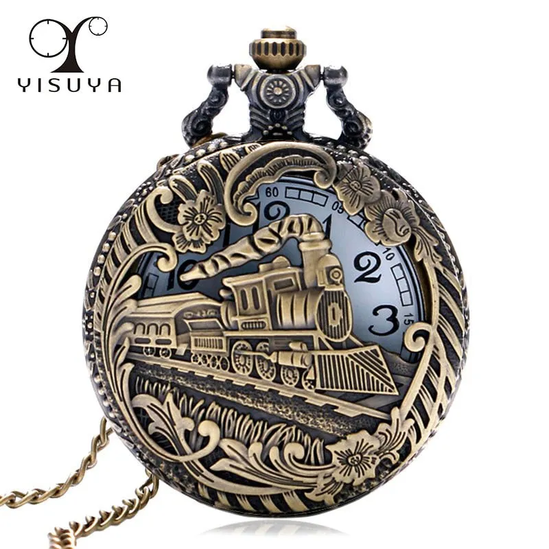 Pocket Watch Necklace Pendant Chain Unisex Gifts Clock cep saati