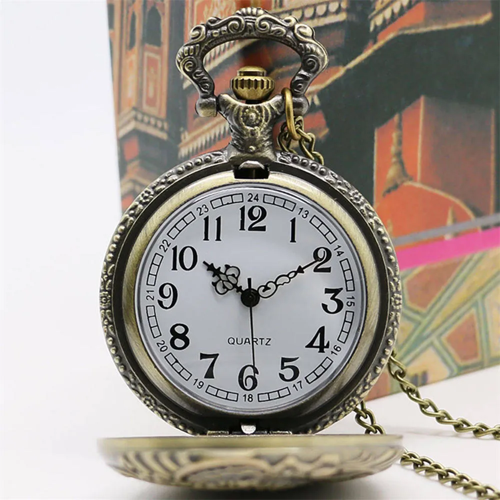 Pocket Watch Necklace Pendant Chain Unisex Gifts Clock cep saati