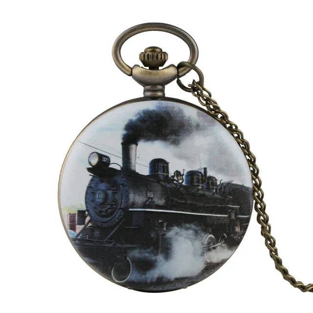 Pocket Watch Necklace Pendant Chain Unisex Gifts Clock cep saati