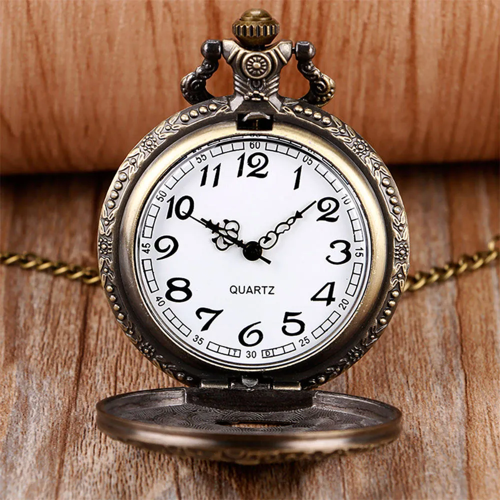 Pocket Watch Necklace Pendant Chain Unisex Gifts Clock cep saati