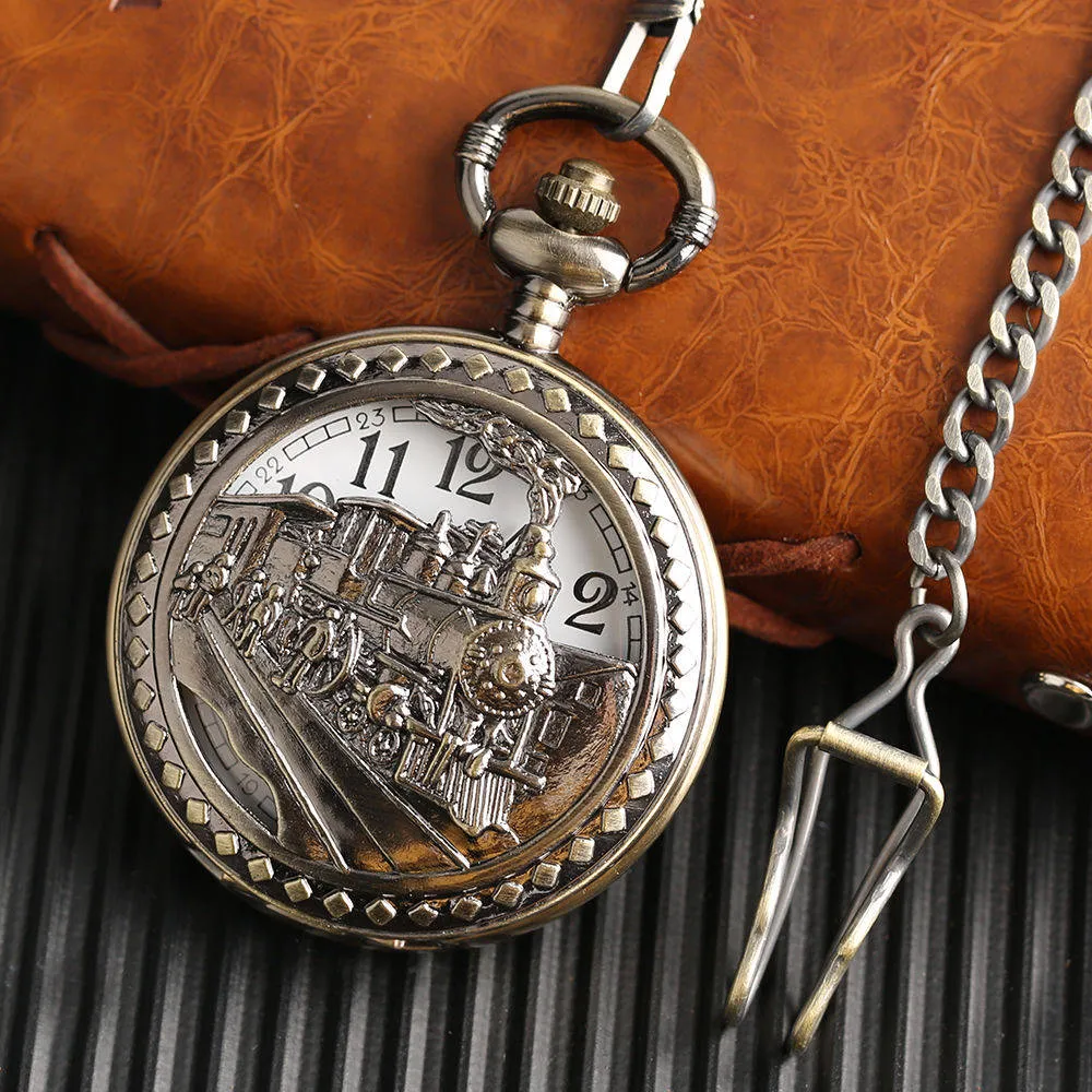 Pocket Watch Necklace Pendant Chain Unisex Gifts Clock cep saati