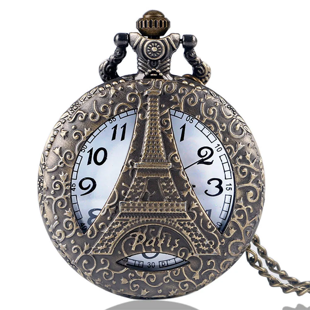 Pocket Watch Necklace Pendant Chain Unisex Gifts Clock cep saati