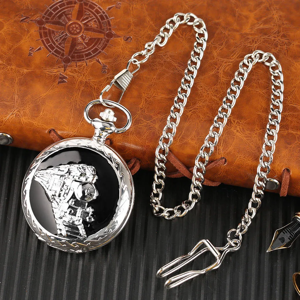 Pocket Watch Necklace Pendant Chain Unisex Gifts Clock cep saati