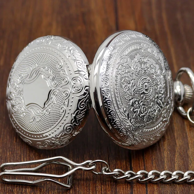 Pocket Watch Necklace Pendant Chain Unisex Gifts Clock cep saati