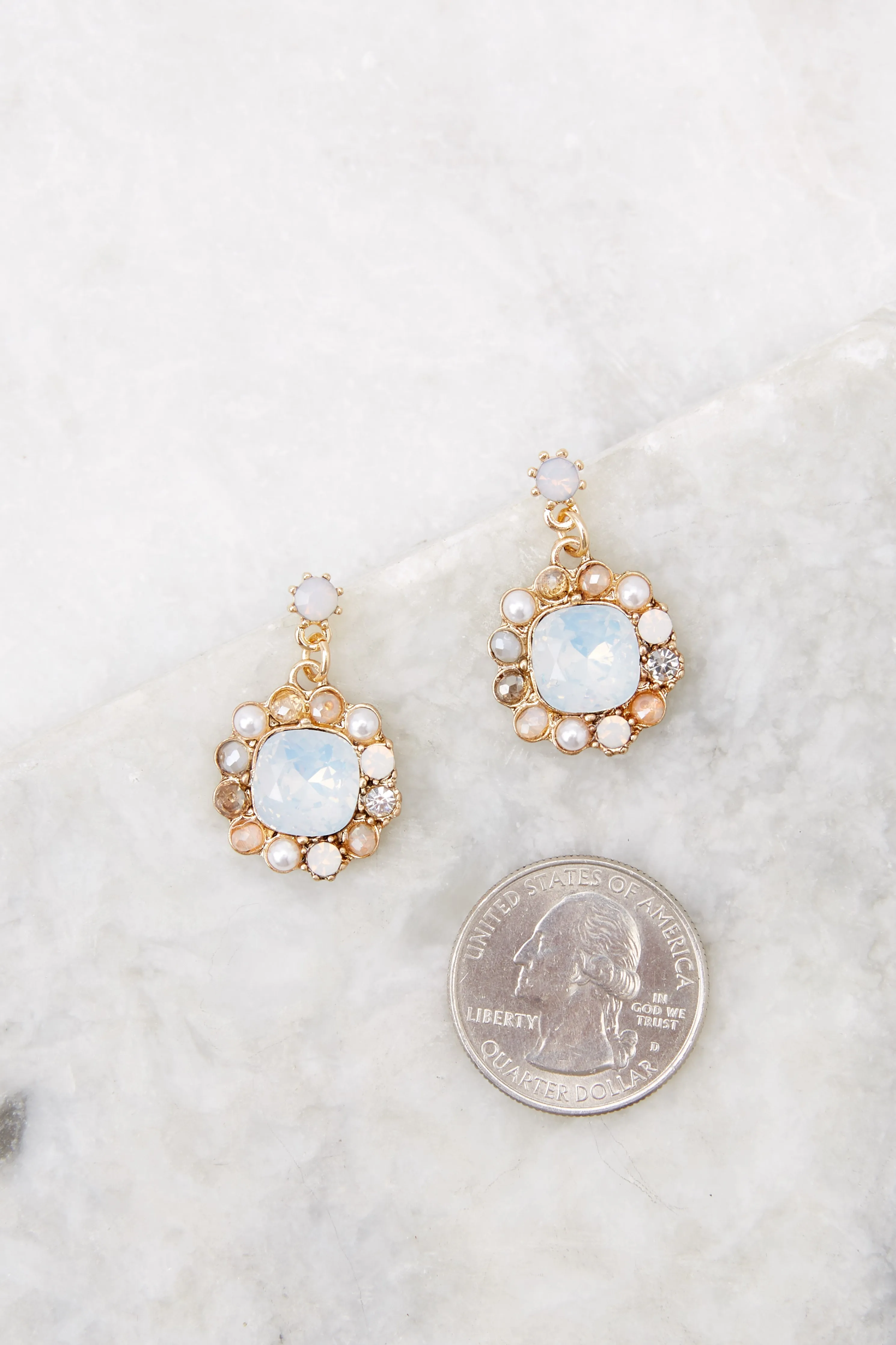 Pretty Theories White Opal And Gold Earrings