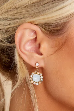 Pretty Theories White Opal And Gold Earrings