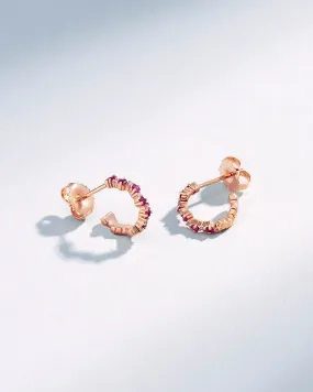 Princess Staggered Ruby Mini Hoops