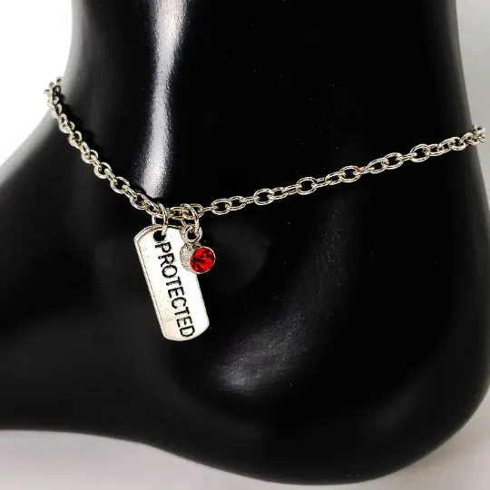 Protected Anklet with Gem. Ankle Bracelet for Women. BDSM