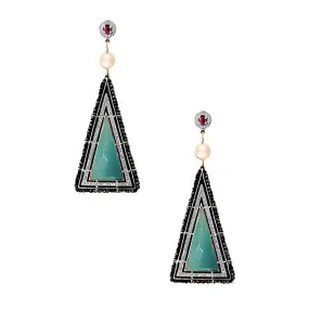 Pyramid Chalcedony Drop Earrings