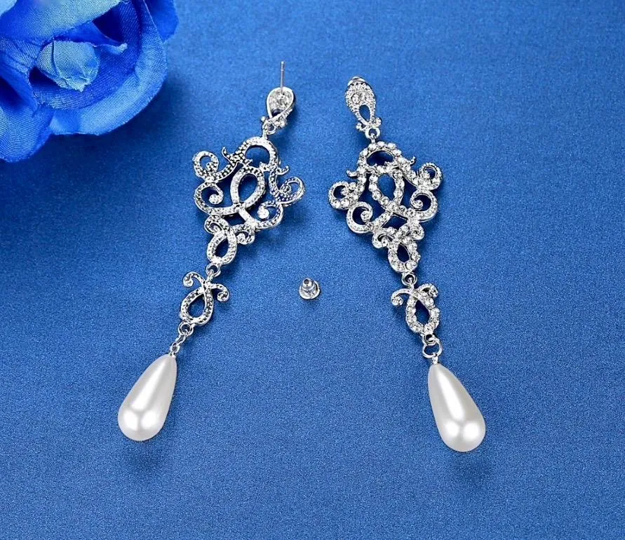 "Charleston" - Rhinestone and Pearl Bridal Earrings