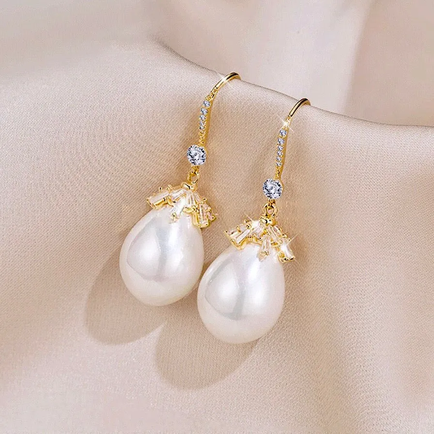 "Dora" - Bohemian Gold Pearl Bridal Earrings - Available in Gold and Silver