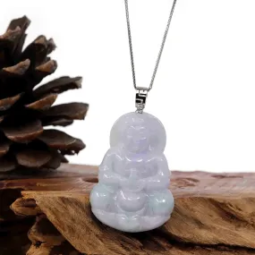 "Goddess of Compassion" Genuine Burmese Jadeite Jade Guanyin Necklace With Good Luck Design