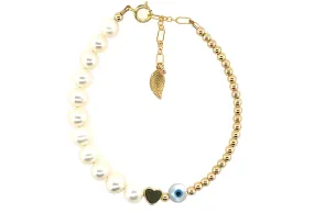 "HOLLY" 14k gold-filled & pearl beaded bracelet