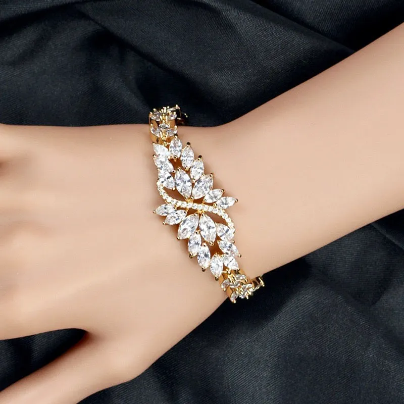 "Luana" - Cubic Zirconia Bridal Bracelet - Available in Yellow Gold, Silver and Rose Gold