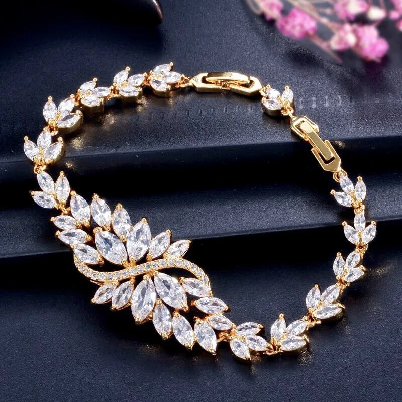 "Luana" - Cubic Zirconia Bridal Bracelet - Available in Yellow Gold, Silver and Rose Gold