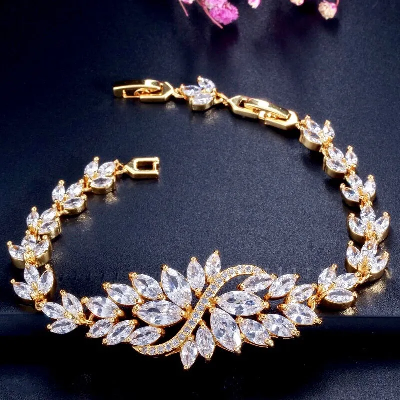 "Luana" - Cubic Zirconia Bridal Bracelet - Available in Yellow Gold, Silver and Rose Gold