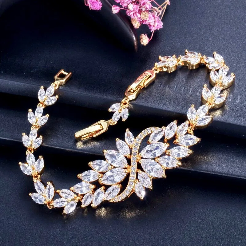 "Luana" - Cubic Zirconia Bridal Bracelet - Available in Yellow Gold, Silver and Rose Gold