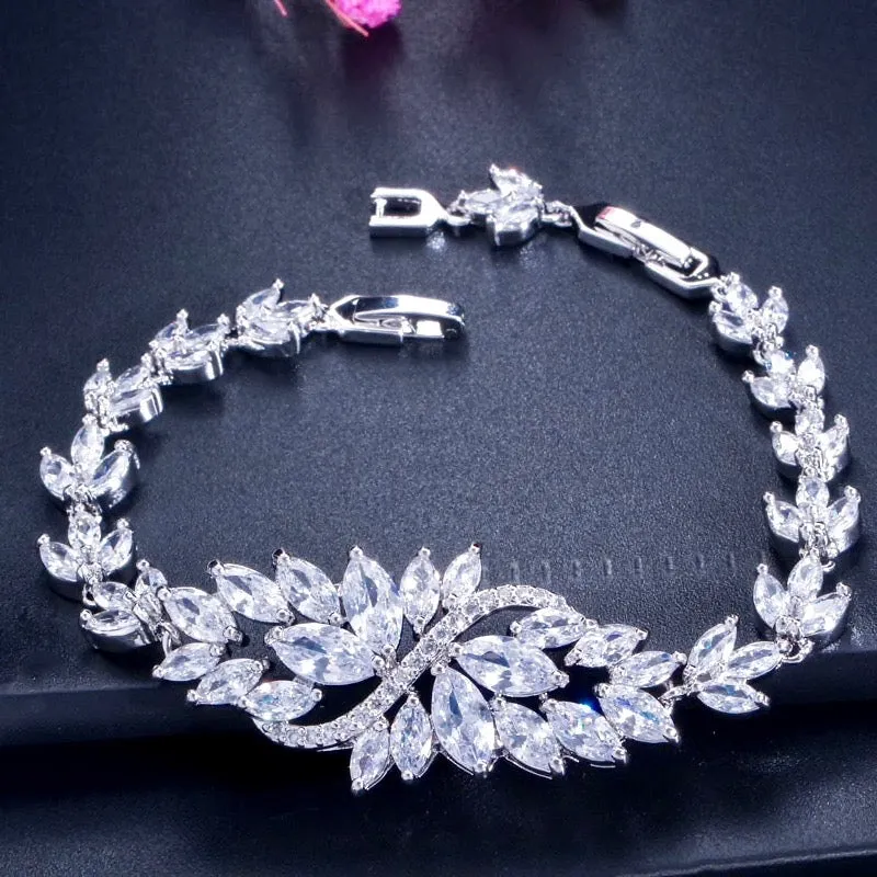 "Luana" - Cubic Zirconia Bridal Bracelet - Available in Yellow Gold, Silver and Rose Gold