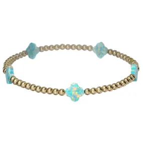 "LUCKY CLOVER" Medium Opal BTY on Gold Filled beaded Bracelet