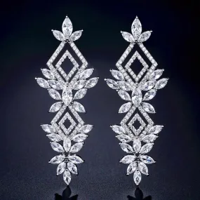 "Lyra" - Silver Cubic Zirconia Bridal Earrings