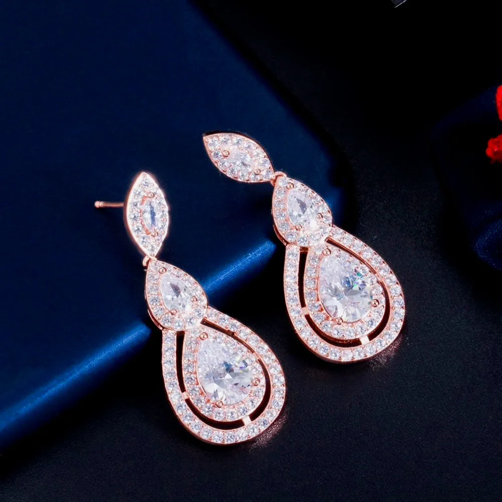 "Sabine" - Cubic Zirconia Bridal Earrings - Available in Silver, Rose Gold and Yellow Gold