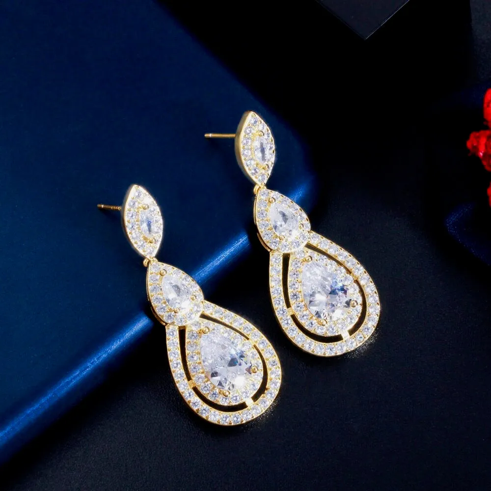 "Sabine" - Cubic Zirconia Bridal Earrings - Available in Silver, Rose Gold and Yellow Gold