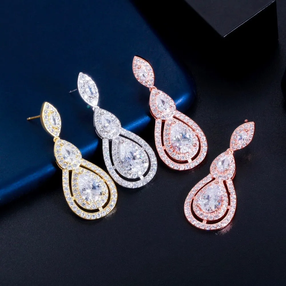 "Sabine" - Cubic Zirconia Bridal Earrings - Available in Silver, Rose Gold and Yellow Gold