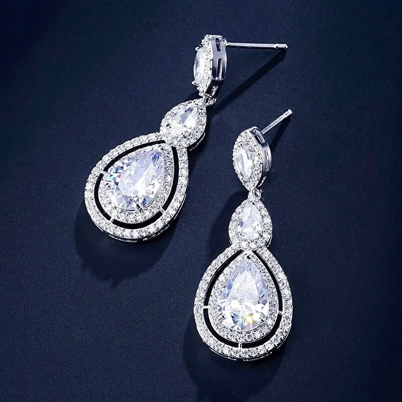 "Sabine" - Cubic Zirconia Bridal Earrings - Available in Silver, Rose Gold and Yellow Gold