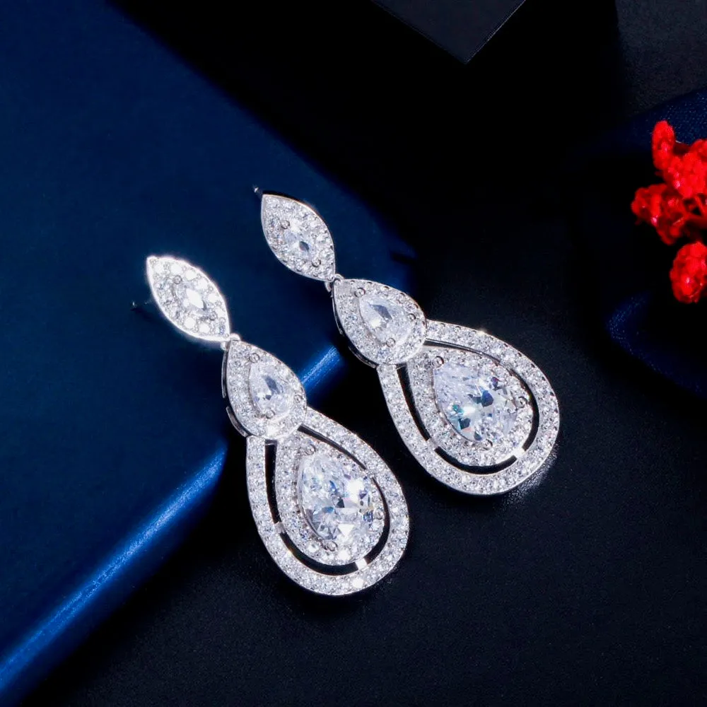 "Sabine" - Cubic Zirconia Bridal Earrings - Available in Silver, Rose Gold and Yellow Gold