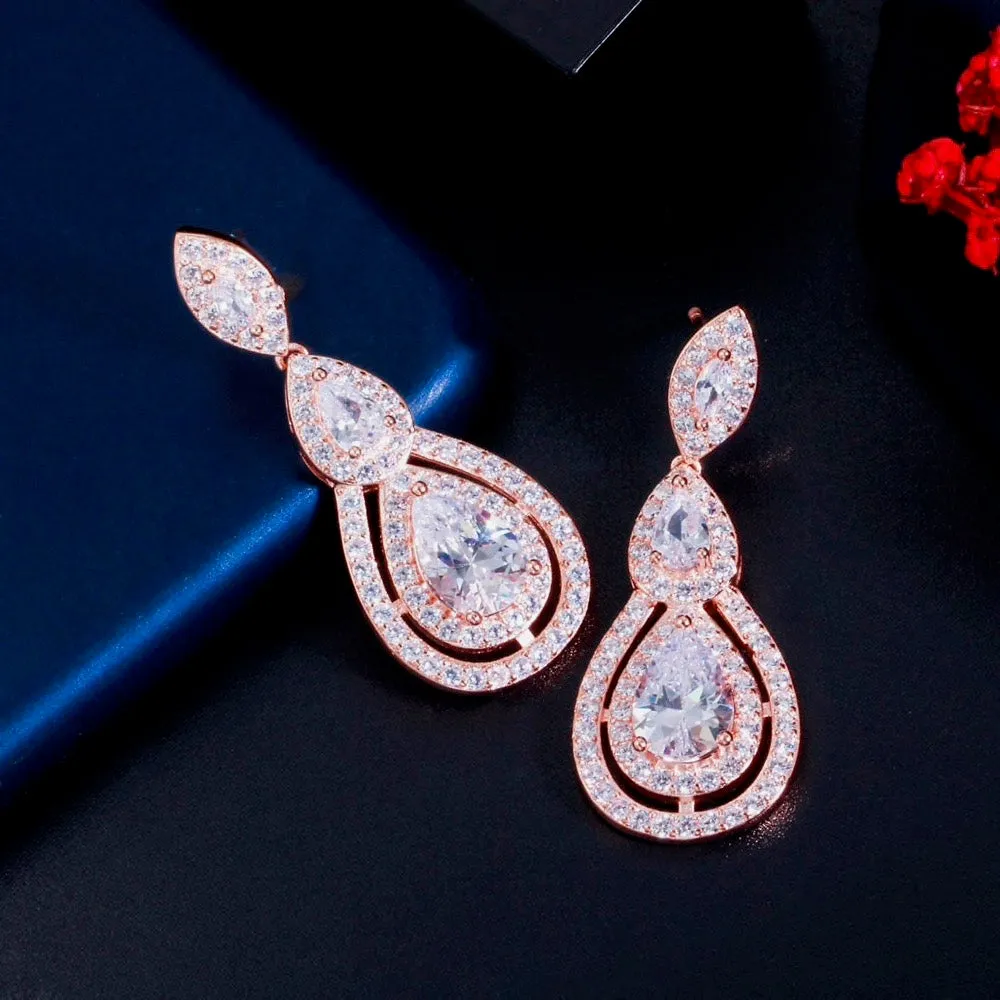 "Sabine" - Cubic Zirconia Bridal Earrings - Available in Silver, Rose Gold and Yellow Gold