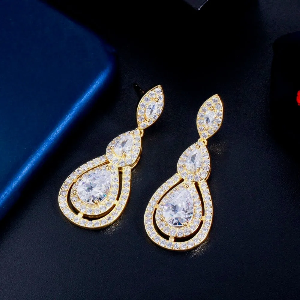 "Sabine" - Cubic Zirconia Bridal Earrings - Available in Silver, Rose Gold and Yellow Gold