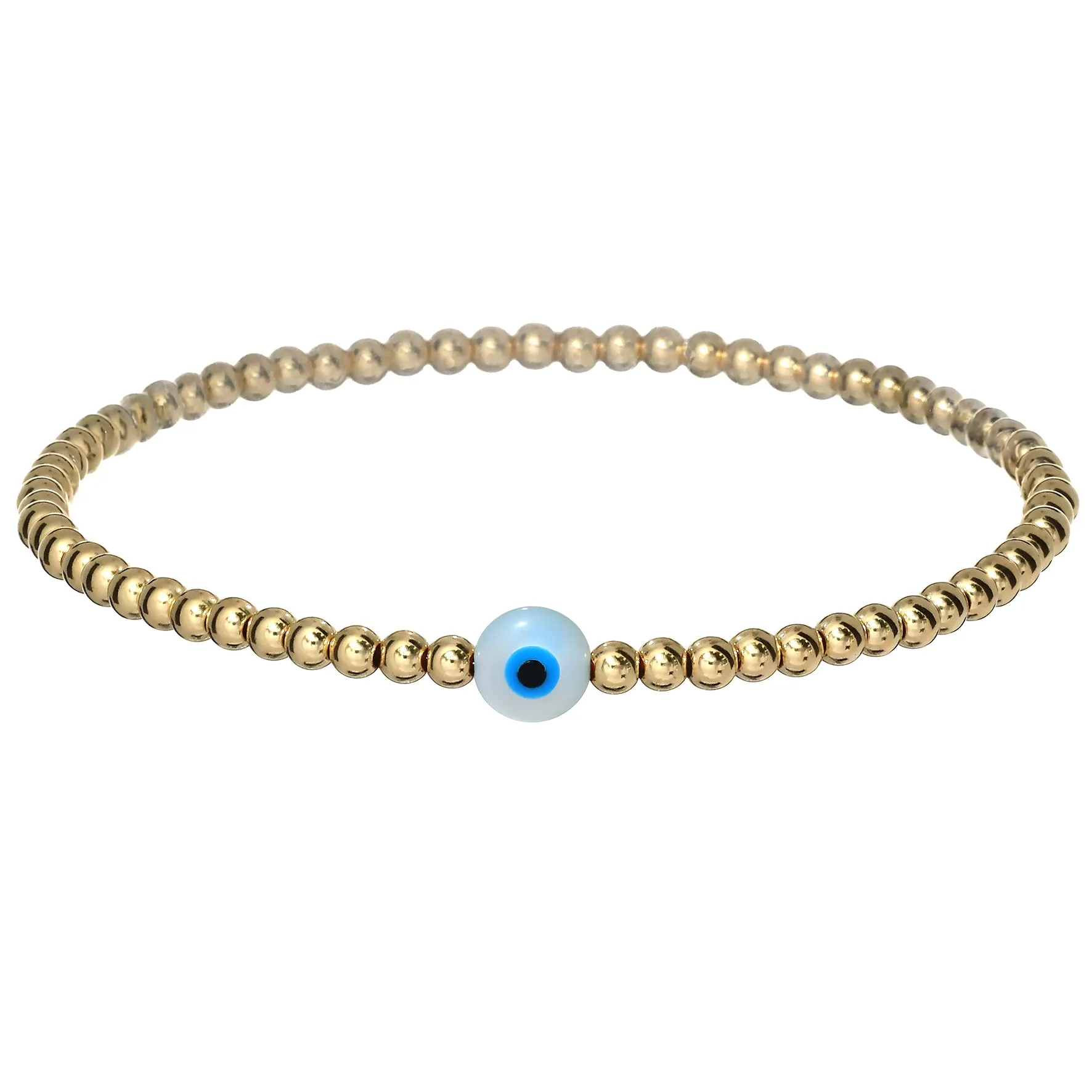 "SINGLE EVIL EYE" Small Opal Charm Bracelet