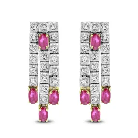 Raina Diamond & Ruby Earrings (3.10 ct Rubies & Diamonds) in White Gold